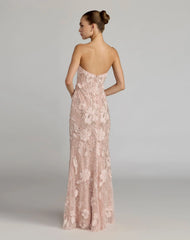 Pink Embellished Lace Strapless Sweetheart Gown