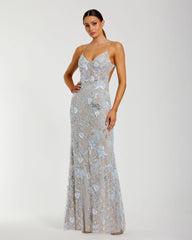 Sleeveless Embellished Open Back Column Gown