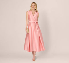 Sleeveless Mikado Suit Dress In Apricot Ice