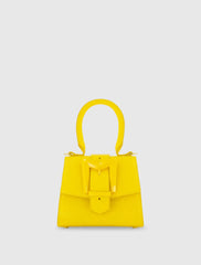 Buckled Mini Croco Leather Handbag with Detachable Strap