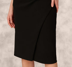 Off Shoulder Lace Trim Midi Sheath Dress In Black