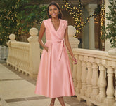 Sleeveless Mikado Suit Dress In Apricot Ice
