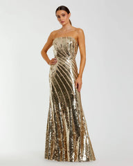 Gold Strapless Sequin Trumpet Gown
