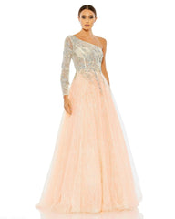 Embroidered One Shoulder Bodice Ballgown - FINAL SALE