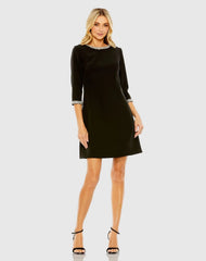 Embellished Crepe Cocktail Dress