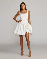 Sleeveless Satin Bubble Hem Mini Dress