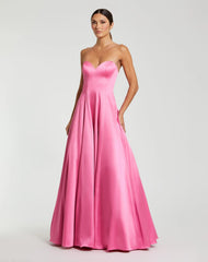 Strapless Satin Ballgown With Bow Details
