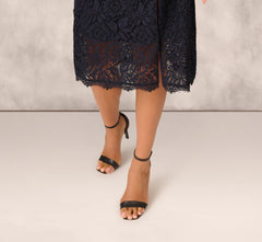 Crepe Lace Midi Dress In Twilight