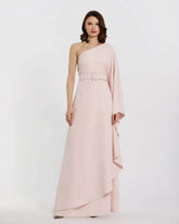 Pink Crepe One Sleeve Belted Kaftan Dress - FINAL SALE