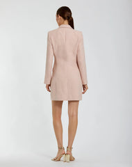 Pink Boucle Long Sleeve Blazer Mini Dress