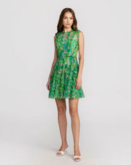 Micro Ruffle Floral A-Line Mini Dress