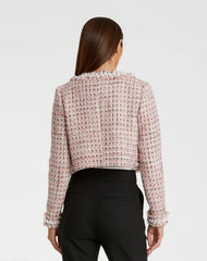 Multicolor Pearl Trim Long Sleeve Cropped Jacket