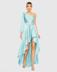 High Low One Shoulder Flowy Gown