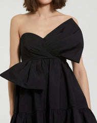Black Faille Strapless Twist Bow Mini Dress - FINAL SALE