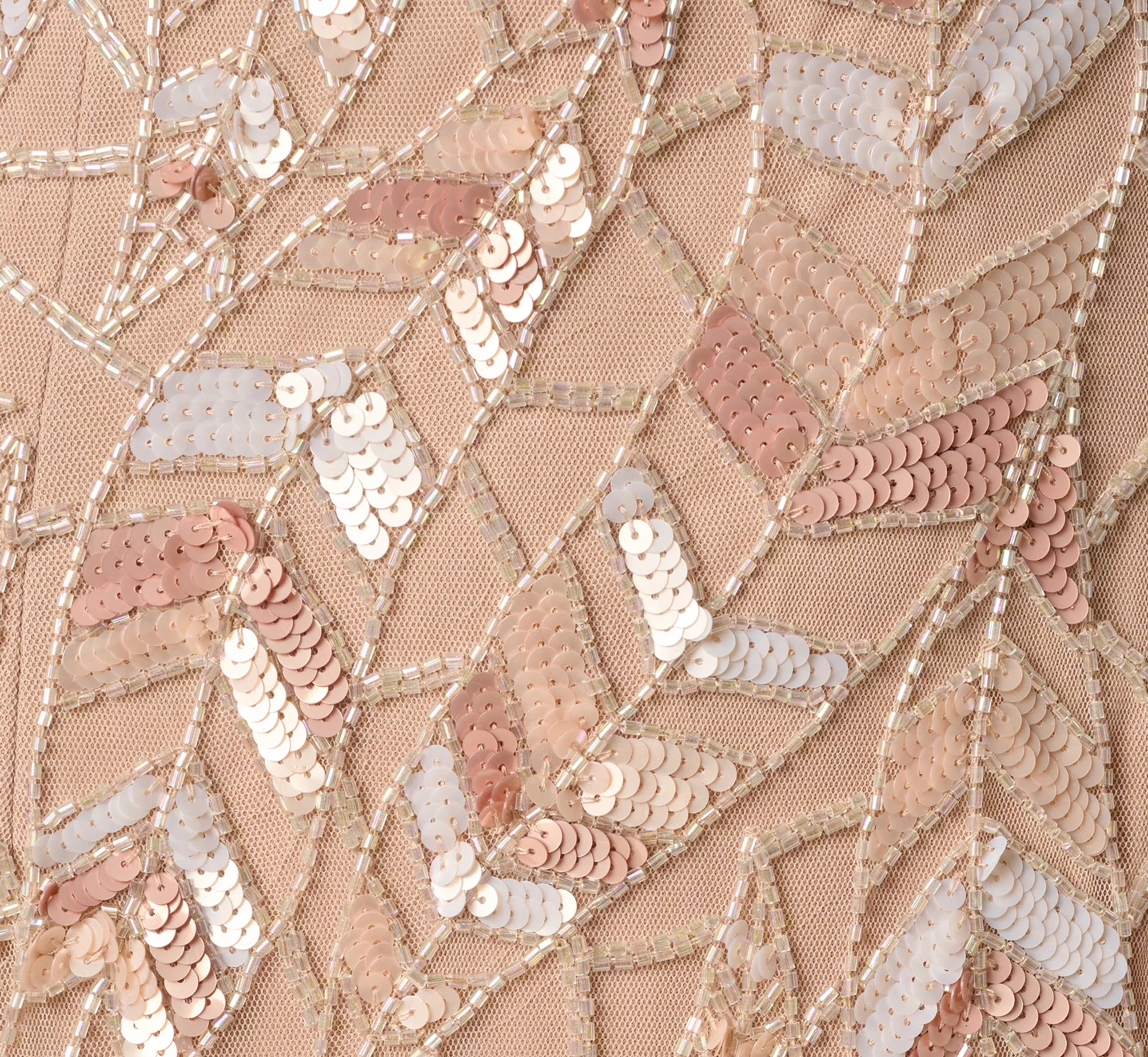 Sequin Beaded Leaf Halter Gown In Rose Quartz