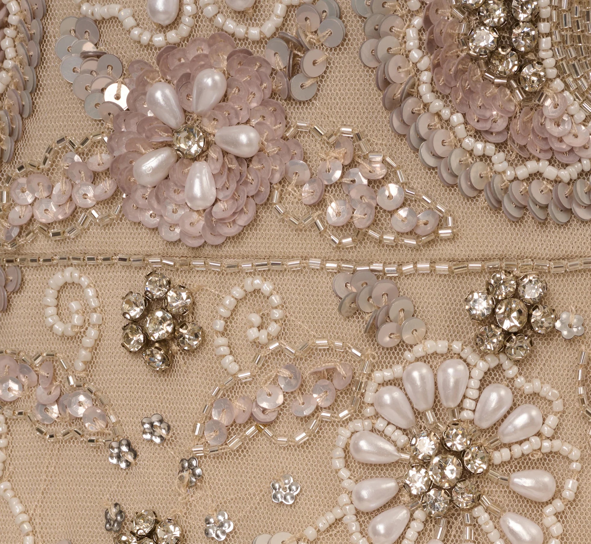 3D Floral Beaded Mermaid Gown With Sheer Short Sleeves In Biscotti