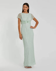 Beaded Blouson Column Gown