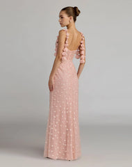 Pink Sweetheart Neck Embellished Gown With Floral Detail