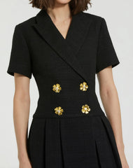 Black Tweed Short Sleeve Blazer Mini Dress