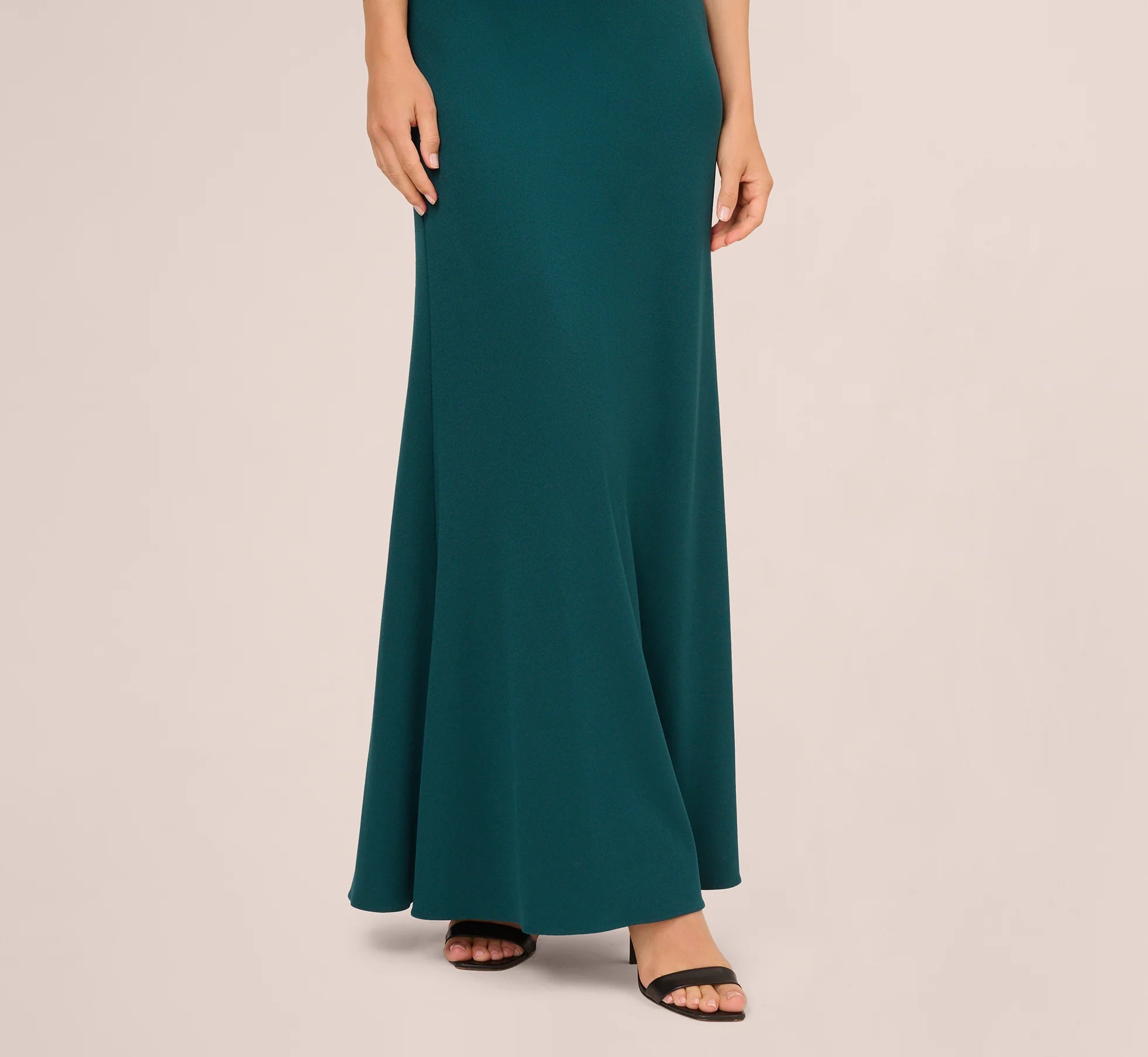One Shoulder Ruffle Mermaid Gown In Hunter