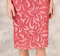 Beaded Halter Midi Sheath Dress In Summer Rose