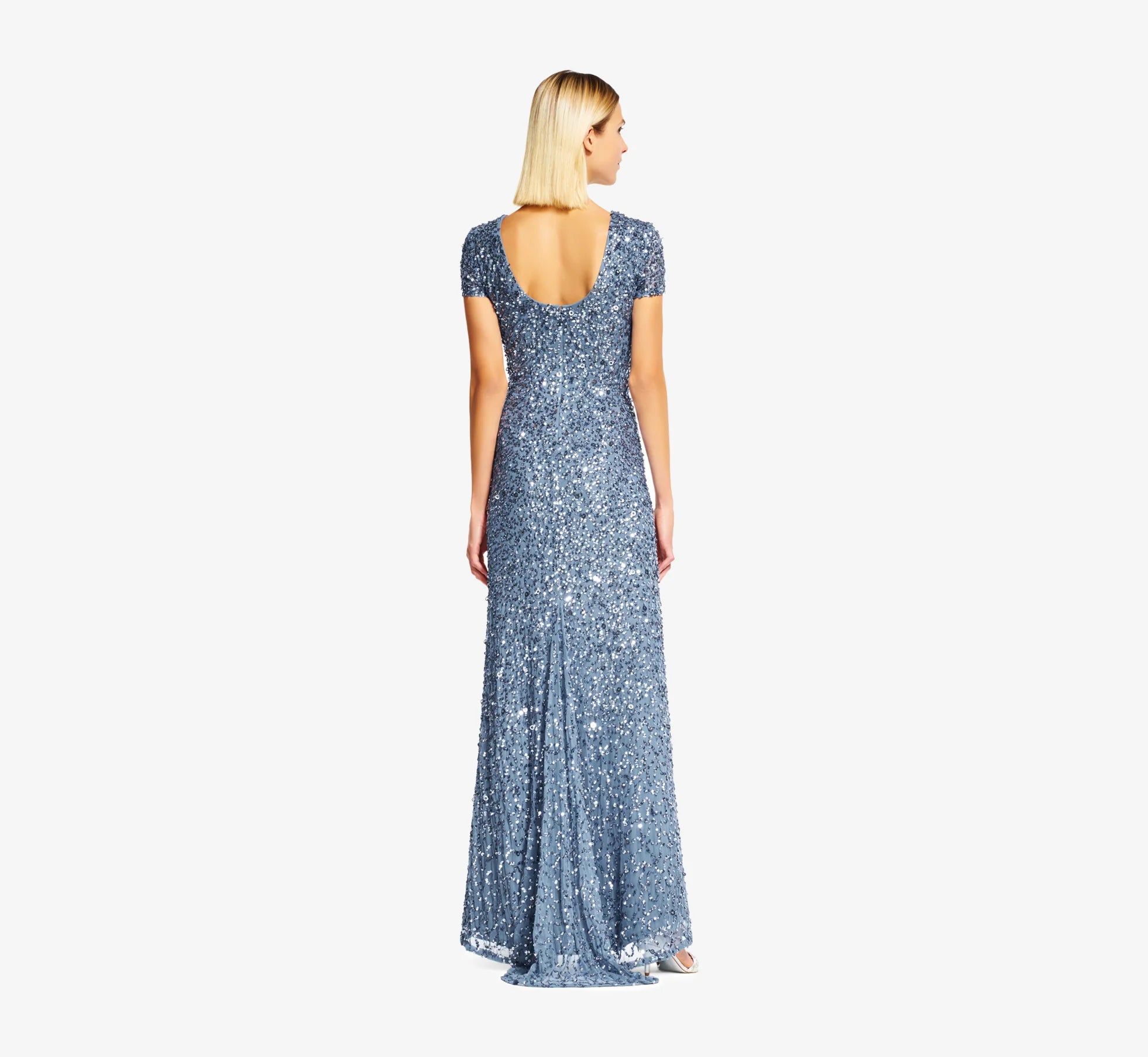 Scoop Back Sequin Gown In Nile