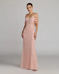 Pink Sweetheart Neck Embellished Gown With Floral Detail