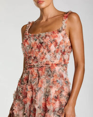 Multicolor Floral Ruffle Tiered Maxi Dress