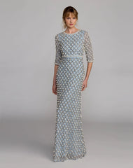Pearl Embellished 3/4 Sleeve Gown