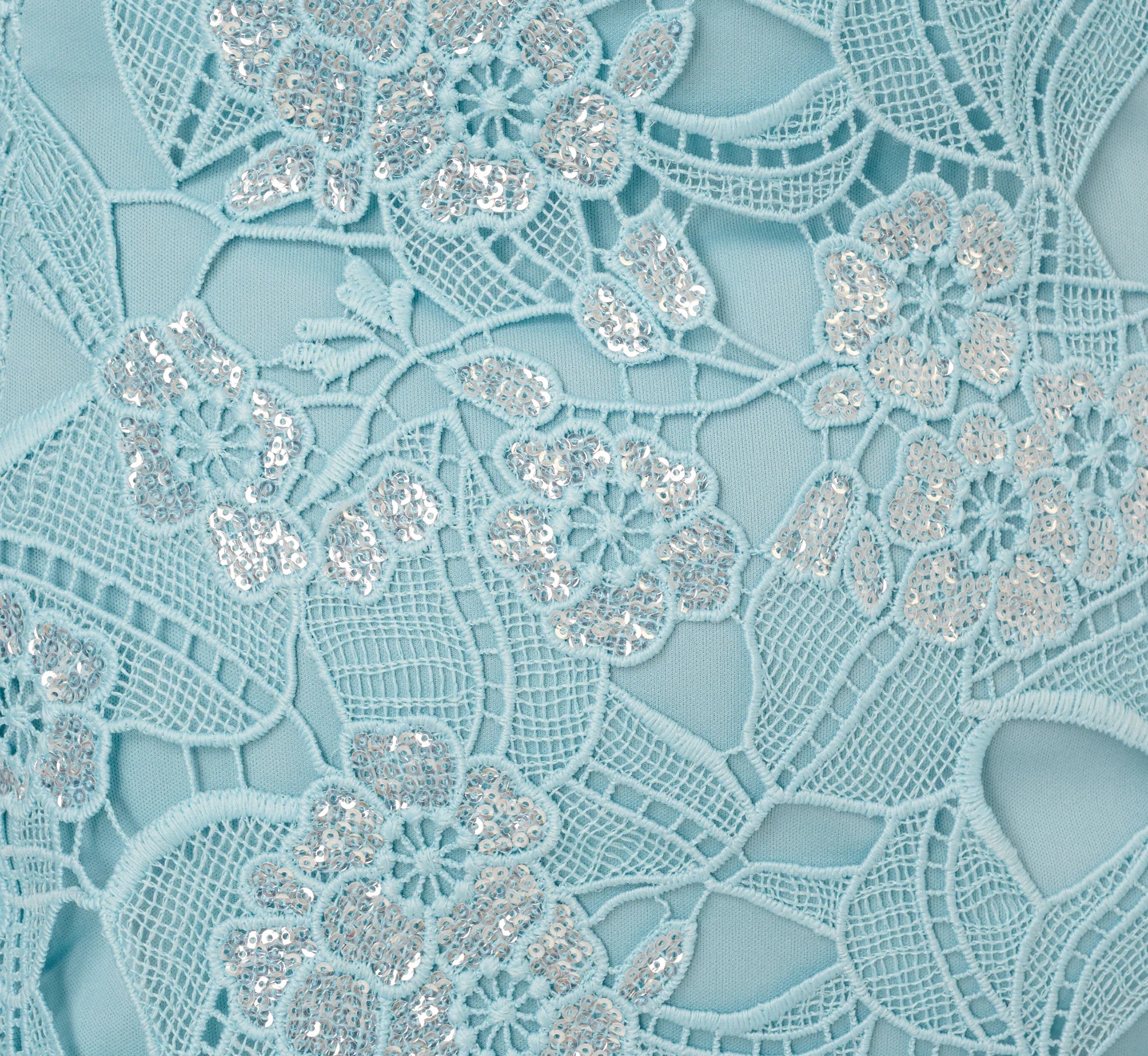 Plus Size Off Shoulder Bell Sleeve Sequin Lace Gown In Airy Aqua