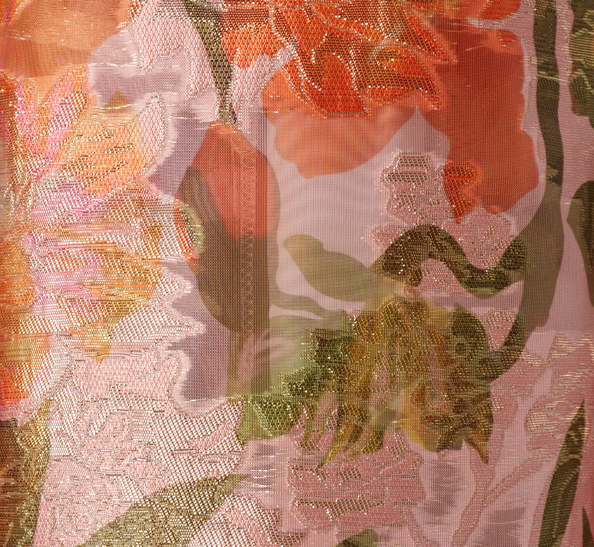 Metallic Floral Jacquard High Low Gown In Yellow Orange Multi