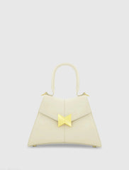 Angular Small Leather Handbag With Gold Hardware