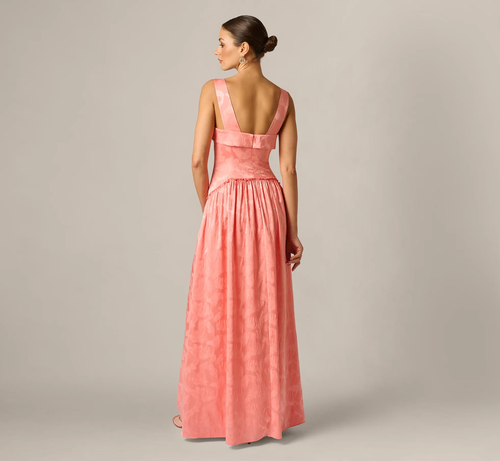 Drop Waist Butterfly Jacquard Gown In Coastal Sun