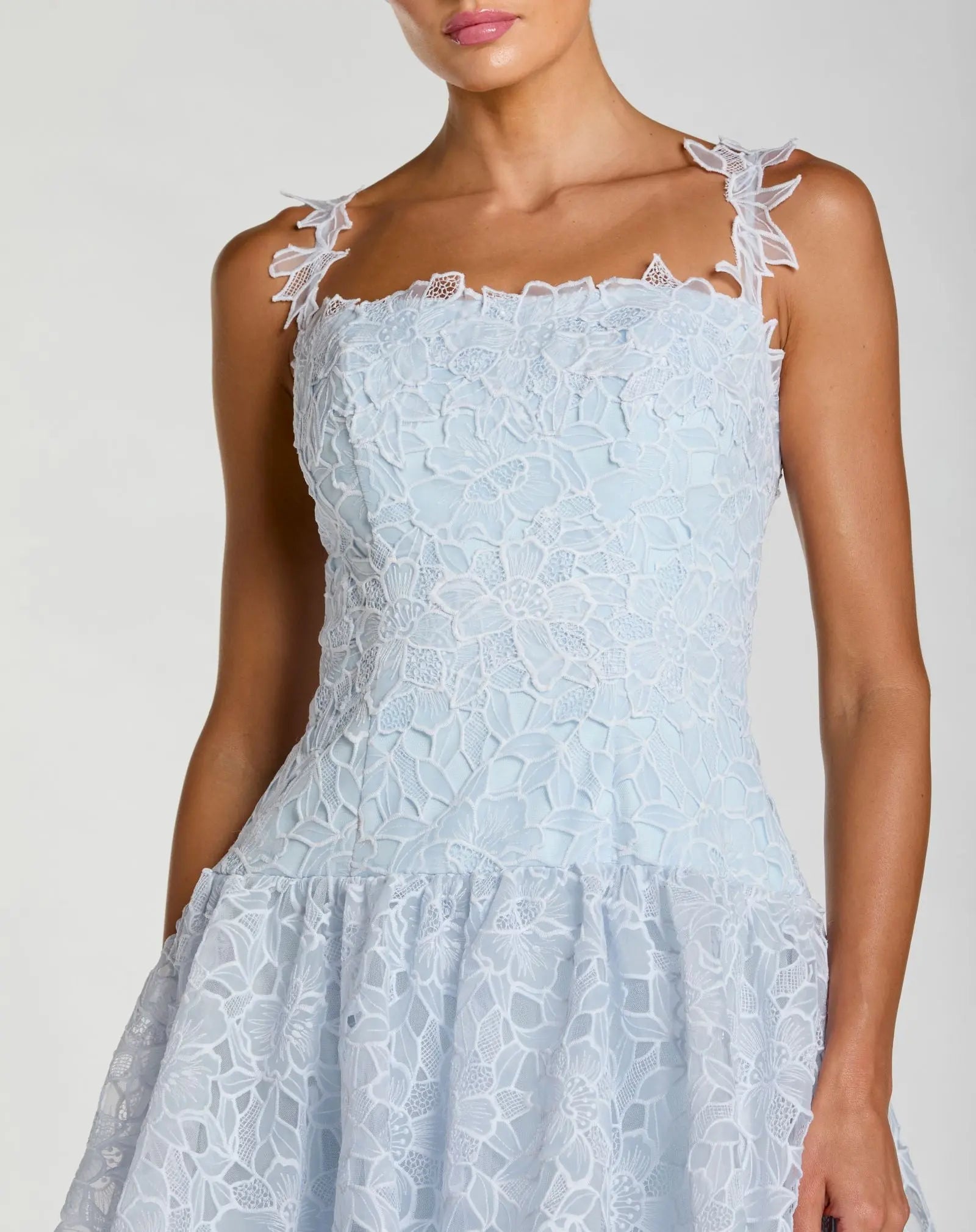 Sleeveless Embroidered Lace Tiered Midi Dress