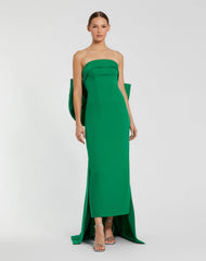 Strapless Crepe Sheath Dress with Bow