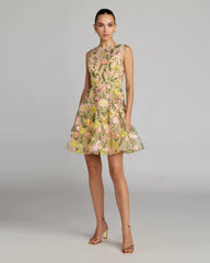 Floral Embroidered Sleeveless A-Line Mini Dress