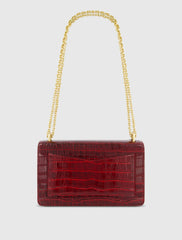 Red Crocodile Leather Shoulder Bag With Gold Hardware - FINAL SALE
