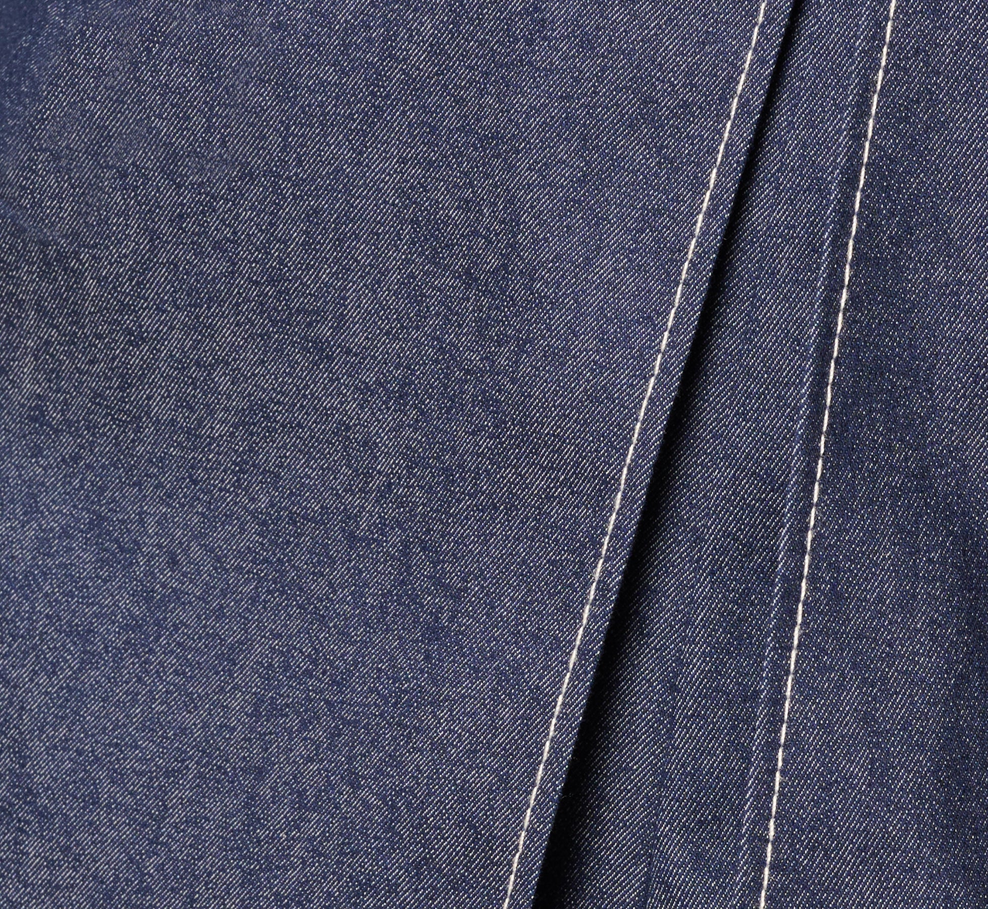 Stretch Denim Belted Overlay Romper In Dark Ink