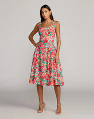Sleeveless Floral A-Line Midi Dress