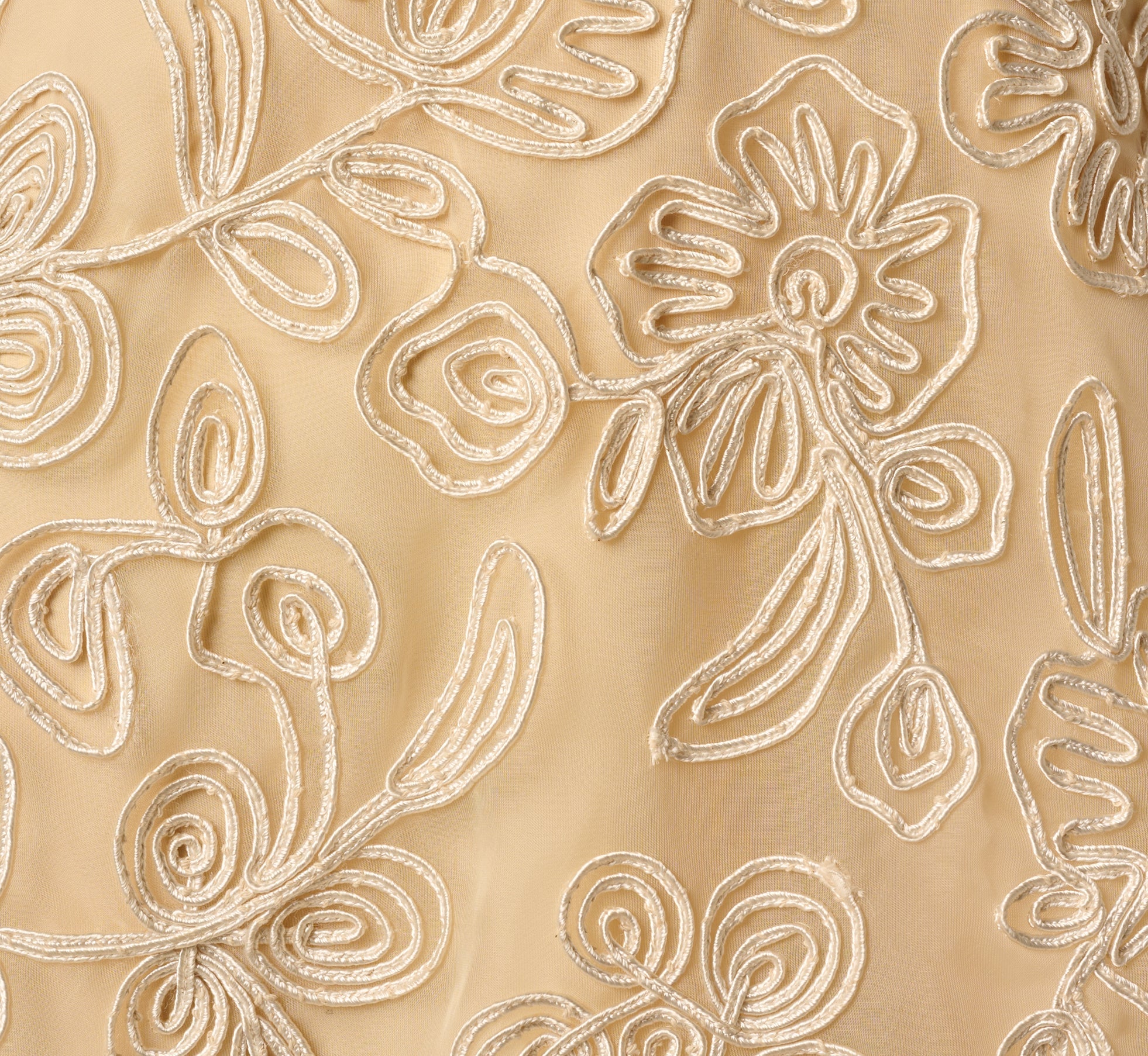 Strapless Floral Embroidered Organza Midi Dress In Maize