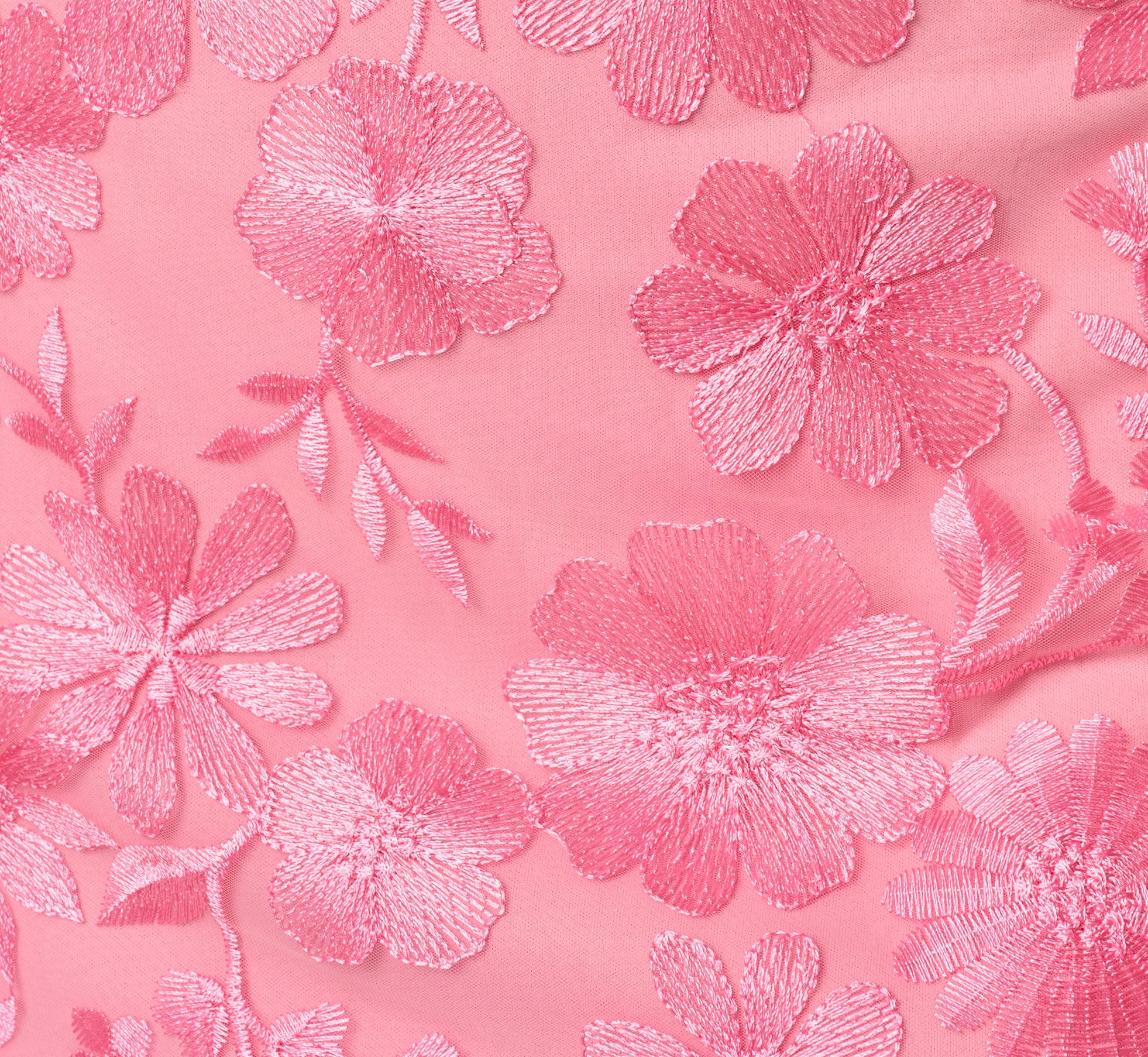 Short Sleeve Embroidered Illusion Sheath Dress In Cherry Blossom