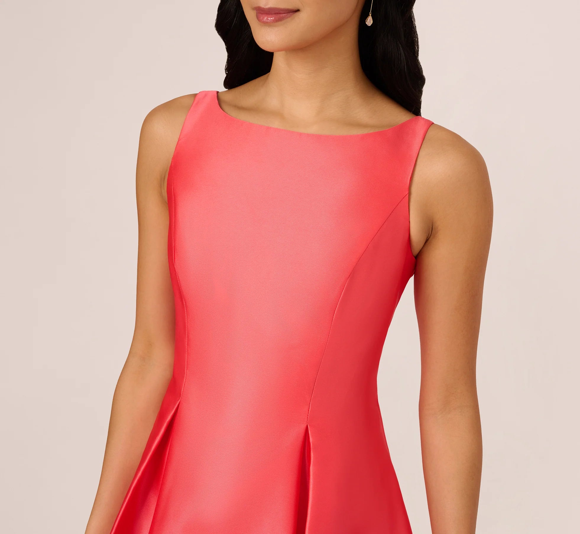 Sleeveless Mikado Fit And Flare Midi Dress With V-Back In Desert Flower