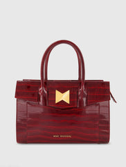 Crocodile Leather Tote Bag With Gold Hardware