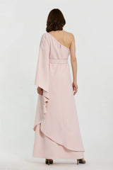 Pink Crepe One Sleeve Belted Kaftan Dress - FINAL SALE