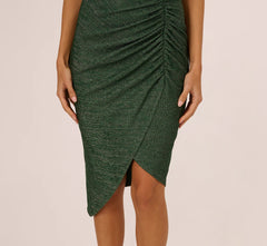 Sleeveless Metallic Knit Asymmetrical Dress In Jungle