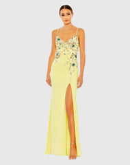 Multi Color Beaded Floral Cami Gown