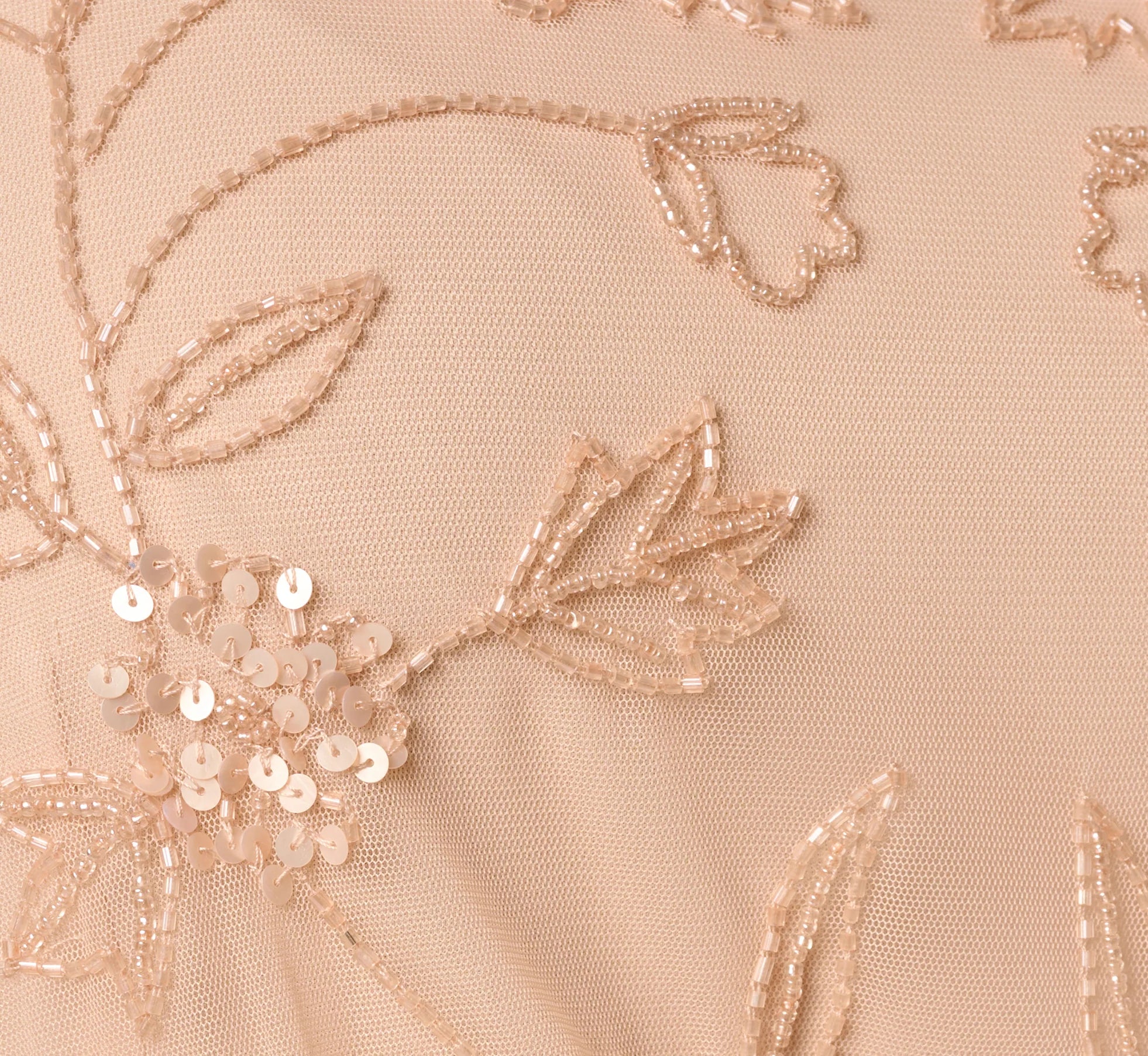 Plus Size Flutter Sleeve Blouson Beaded Gown In Blush