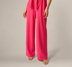 Off Shoulder Tie Front Stretch Jumpsuit In Camellia