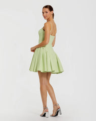 Green Sweetheart Neck Spaghetti Strap Mini Dress