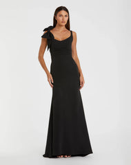 Scoop Neck Trumpet Gown with Bow